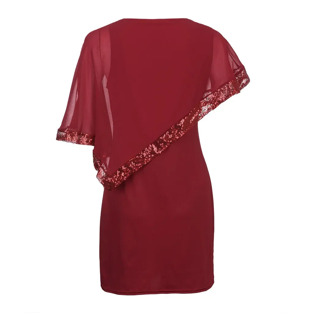 Dazzling plus size off-shoulder sequin dress, perfect for any special evening occasion.