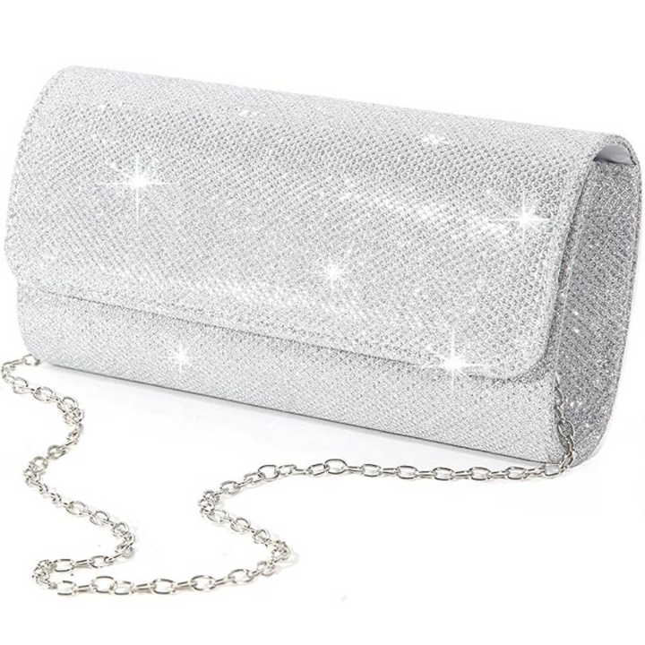 Glamorous sparkle evening clutch handbag for women. Perfect party & wedding accessory. Elegant fashion.