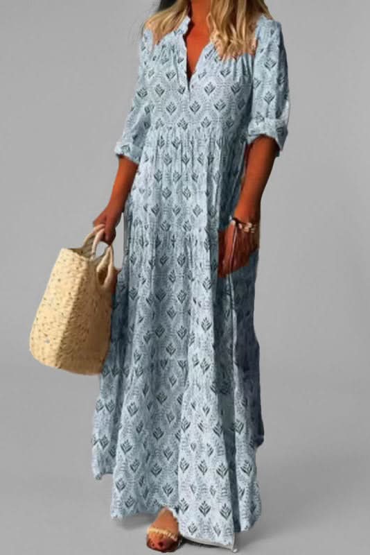 Flowing tiered maxi dress in pink for women. Versatile summer style for casual comfort or occasions.