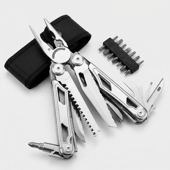 Multi-tool with robust pliers & a selection of screwdriver bits, perfect for everyday carry and outdoor adventures.