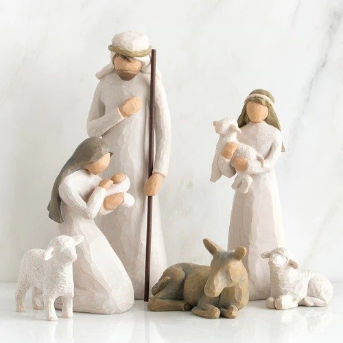 Handcrafted barn wood nativity scene, a beautiful 20-piece Christmas religious decor and spiritual gift.