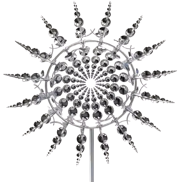 Handmade decorative garden windmill with red and white blades, weather-resistant yard art
