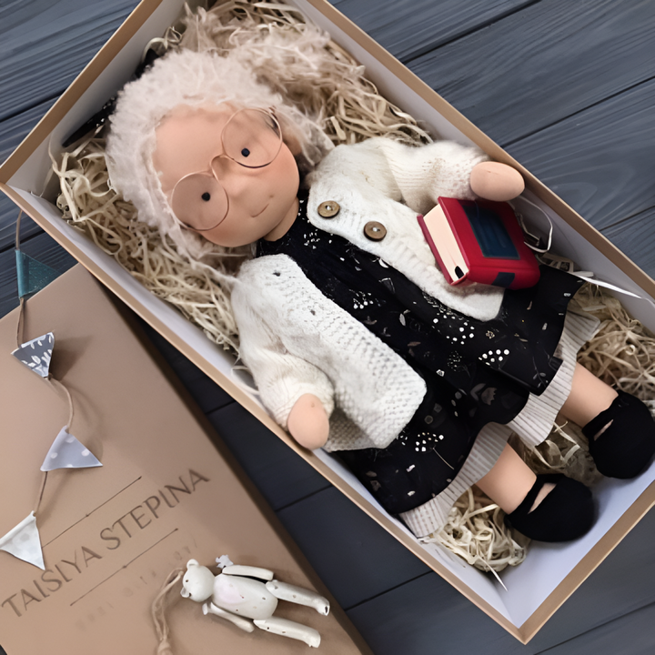 Handmade Waldorf cloth doll for imaginative play, a soft natural toy for children.