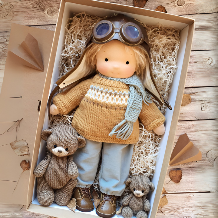 Waldorf doll crafted from natural materials, a soft cloth toy for imaginative play.