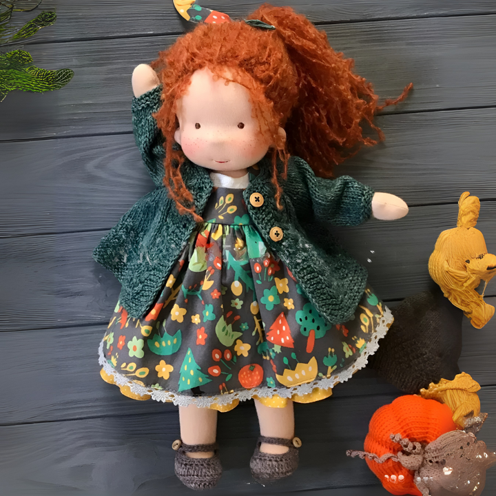 Comforting handmade Waldorf doll, a soft cloth toy promoting emotional development.
