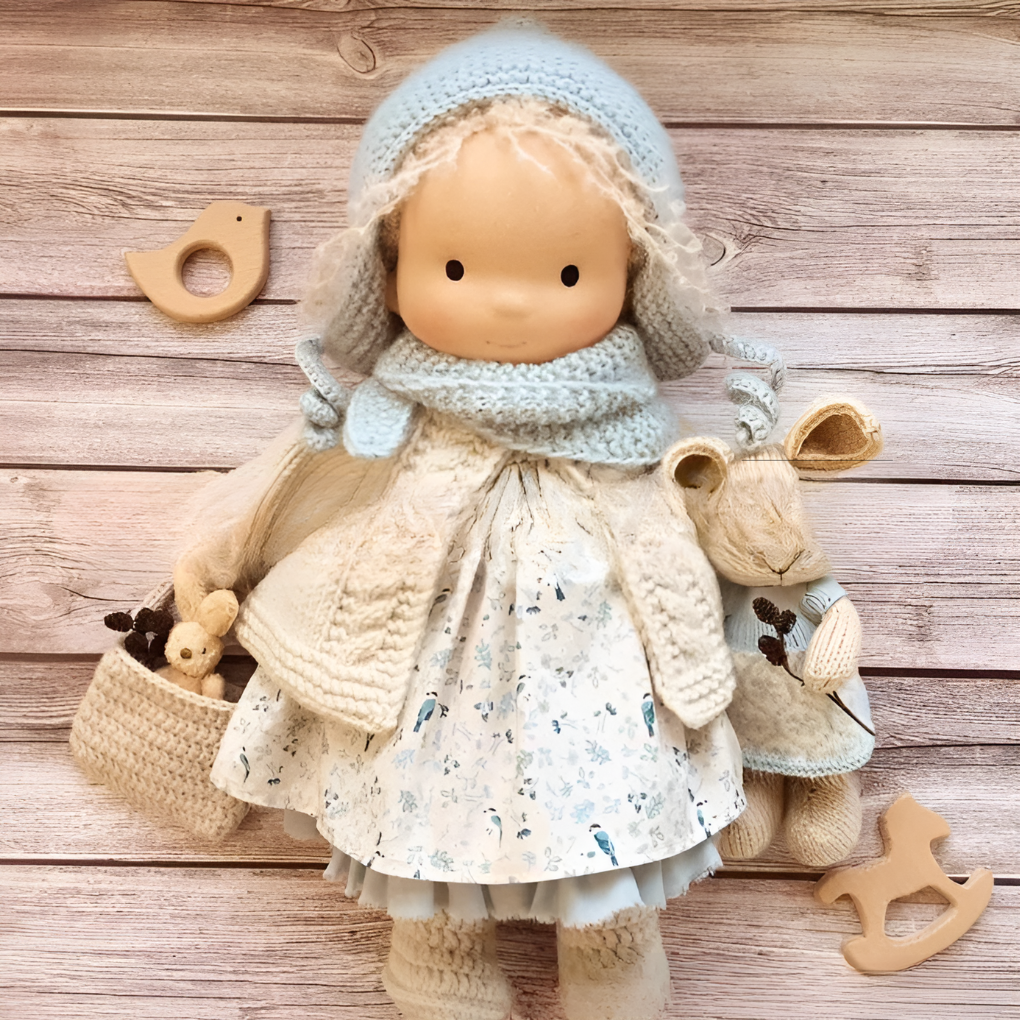 Heirloom Waldorf cloth doll, an ethical handmade gift for kids' imaginative world.