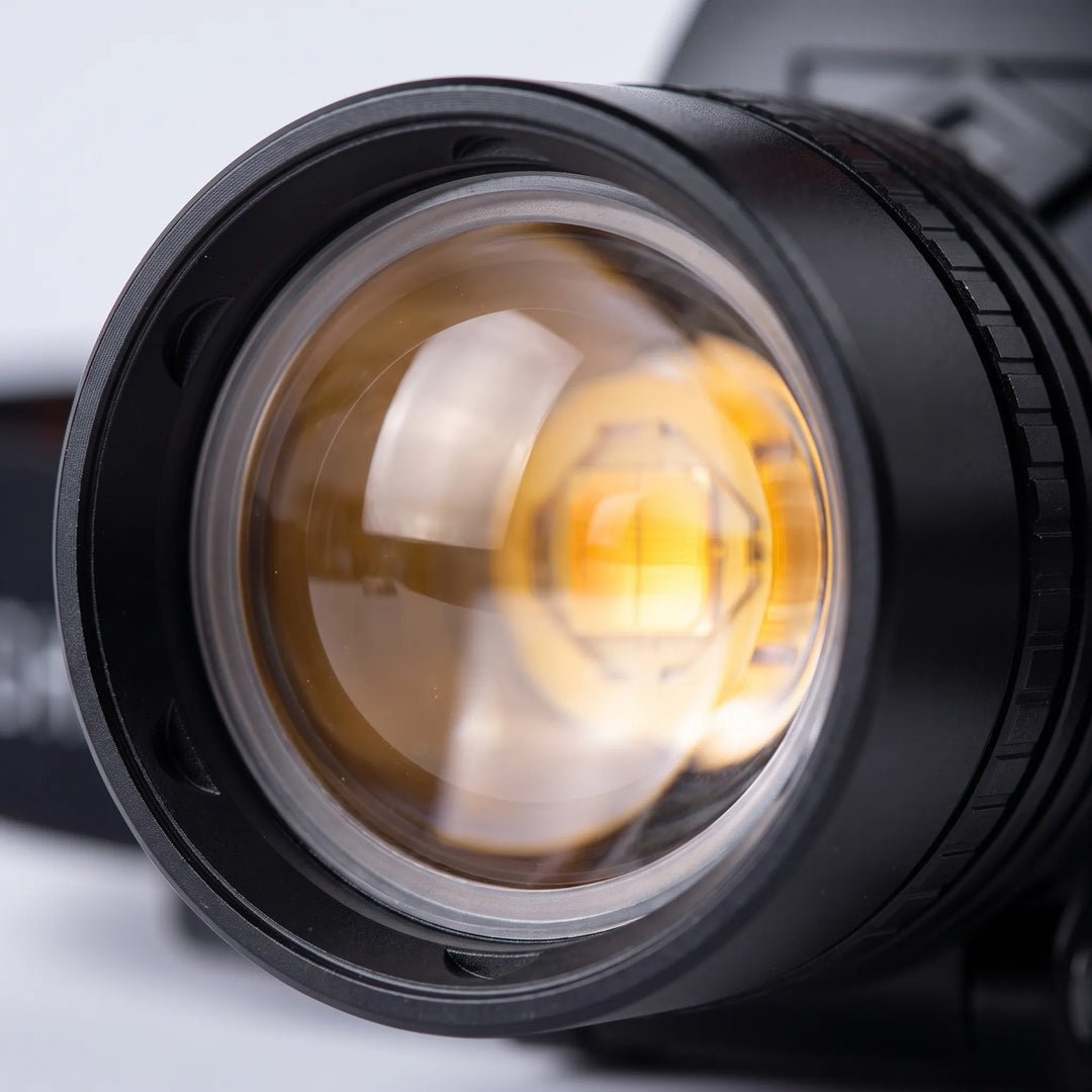 Rechargeable LED headlamp, perfect for camping, hiking, & hands-free outdoor tasks. Bright and durable.
