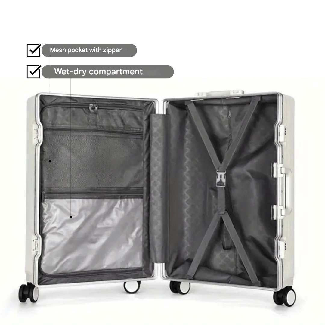 Compact Manhattan Pro carry-on luggage, perfect for weekend trips, featuring a laptop sleeve.