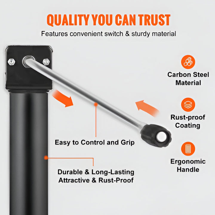 A-frame trailer jack with 5000 lb capacity, featuring a strong drop leg for boat trailer stability.