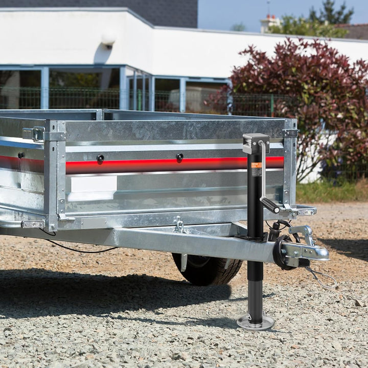 Heavy-duty 5000 lb A-frame trailer jack with drop leg, essential for boat & utility trailer support.