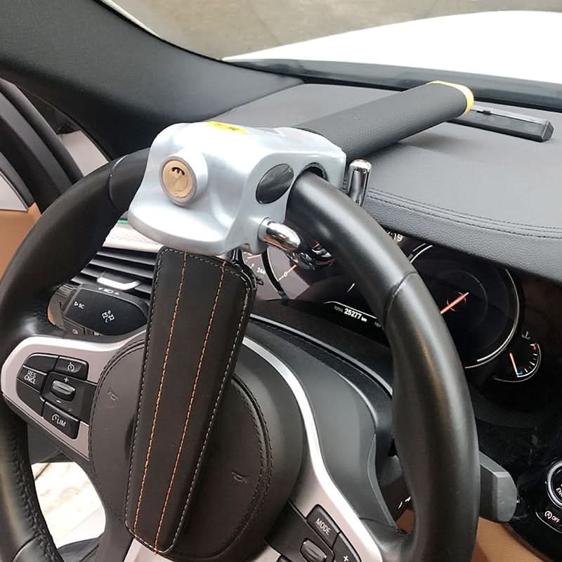 Heavy duty anti-theft car steering wheel lock for enhanced vehicle security. Durable auto safety device & theft deterrent.