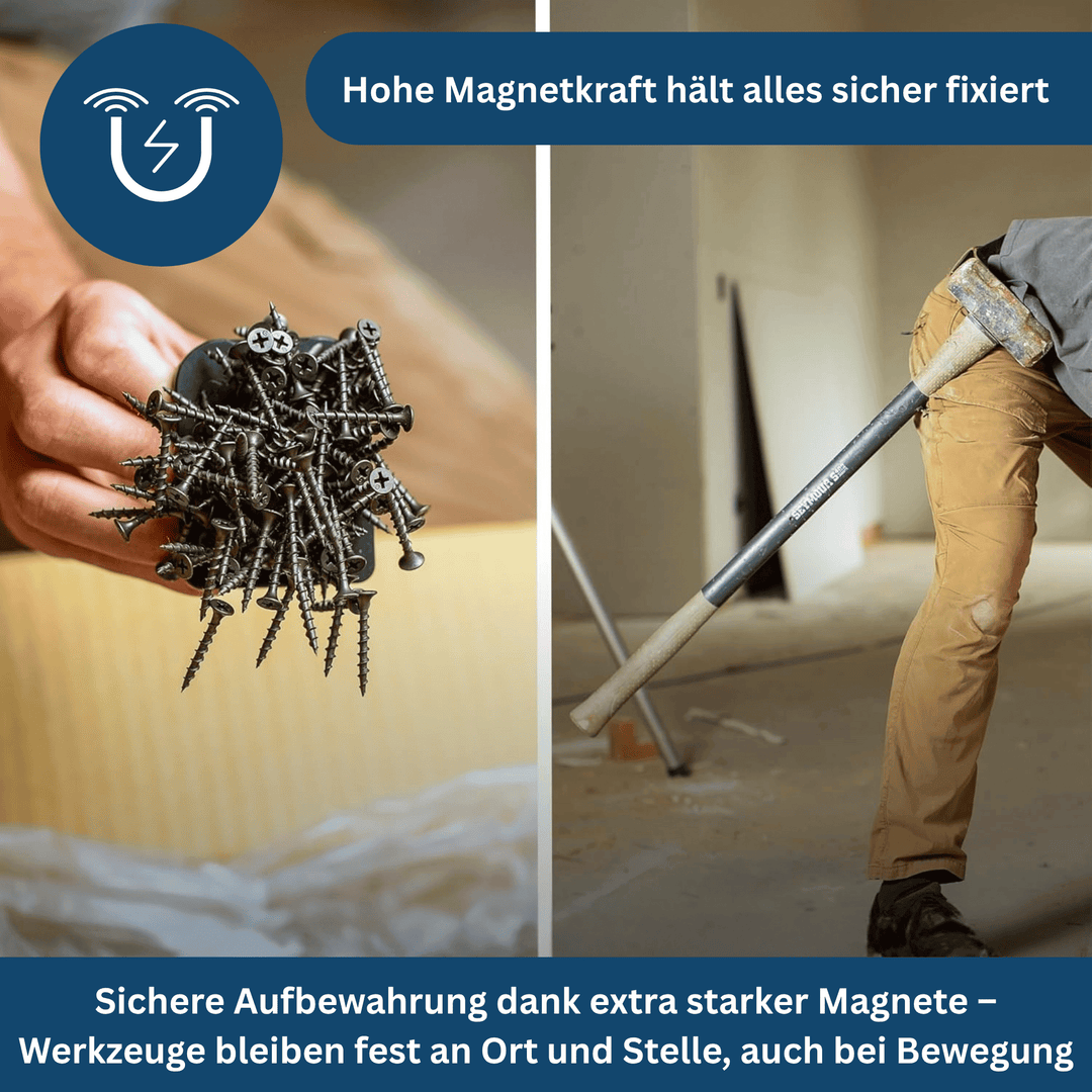 Magnetic tool holder installed, showcasing its capacity to store multiple tools efficiently