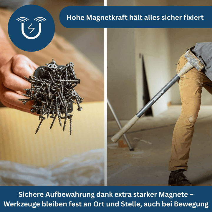 Magnetic tool holder installed, showcasing its capacity to store multiple tools efficiently
