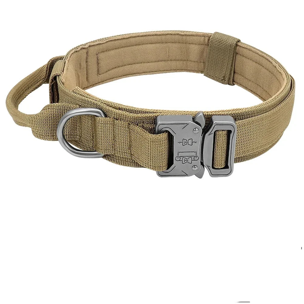 Adjustable tactical K9 collar with control handle, durable nylon for professional dog handlers