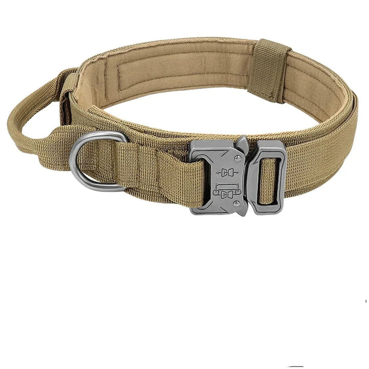 Adjustable tactical K9 collar with control handle, durable nylon for professional dog handlers