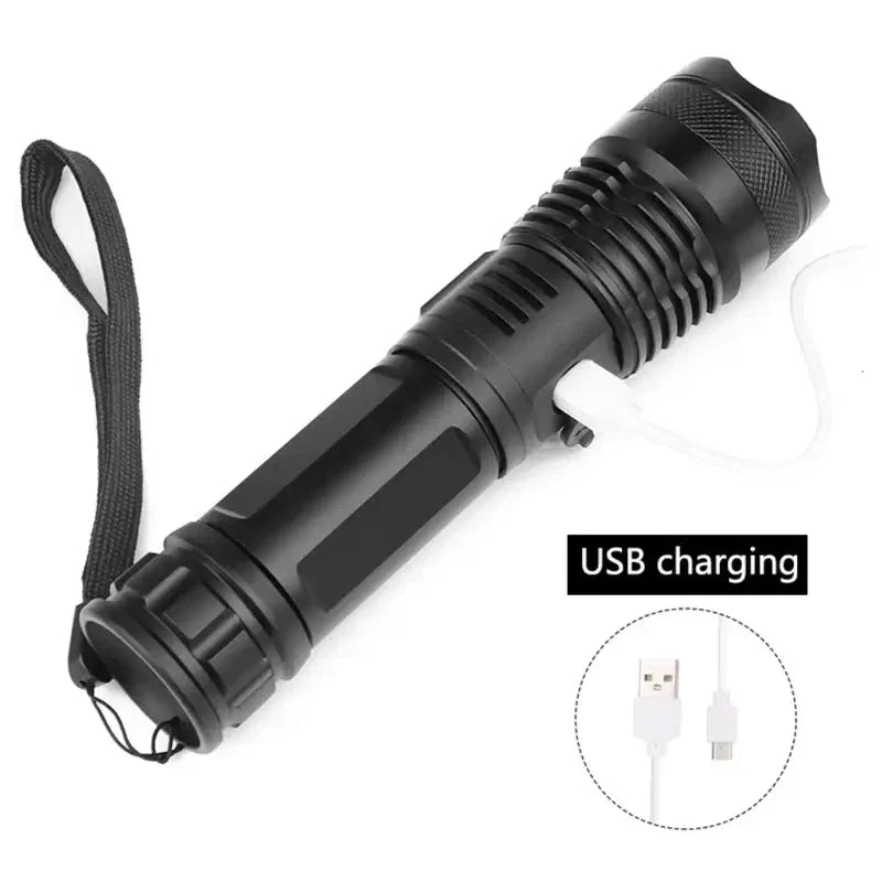 Zoomable LED flashlight, ideal for camping, hiking, and emergency kits