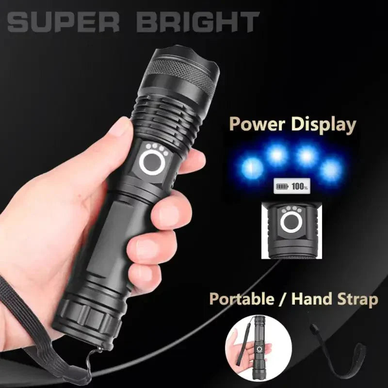 Bright LED tactical flashlight with adjustable focus for varied scenarios