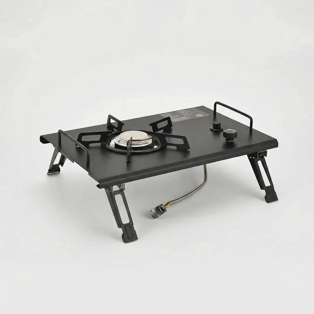 Rugged tabletop portable gas stove. High-power single burner for efficient outdoor cooking and camp kitchen.