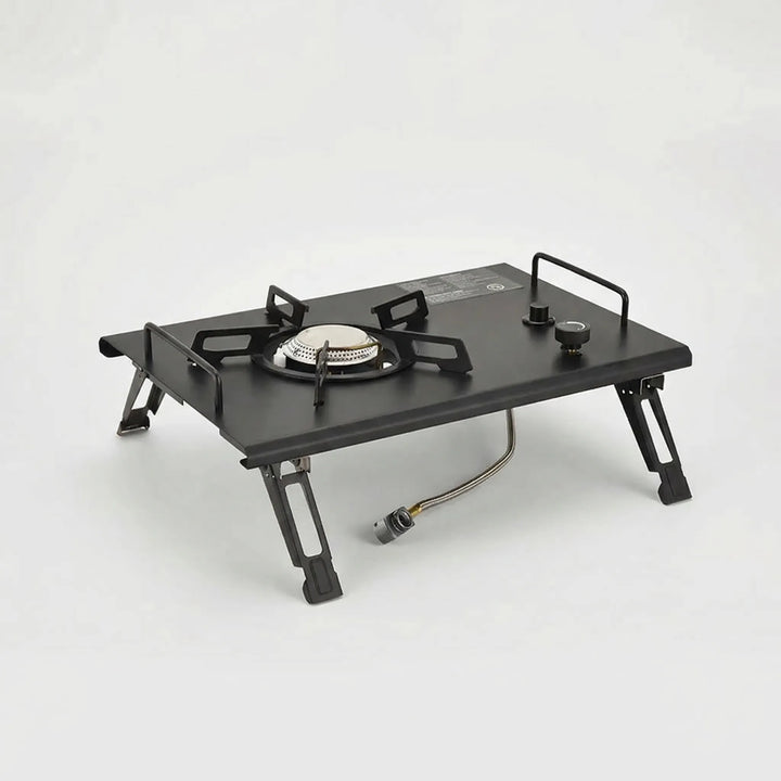 Rugged tabletop portable gas stove. High-power single burner for efficient outdoor cooking and camp kitchen.