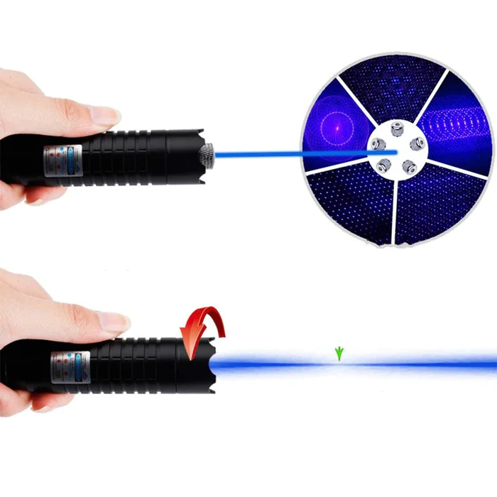 Bright blue laser torch for tactical use, a powerful outdoor gear and fire starter for camping & hiking.