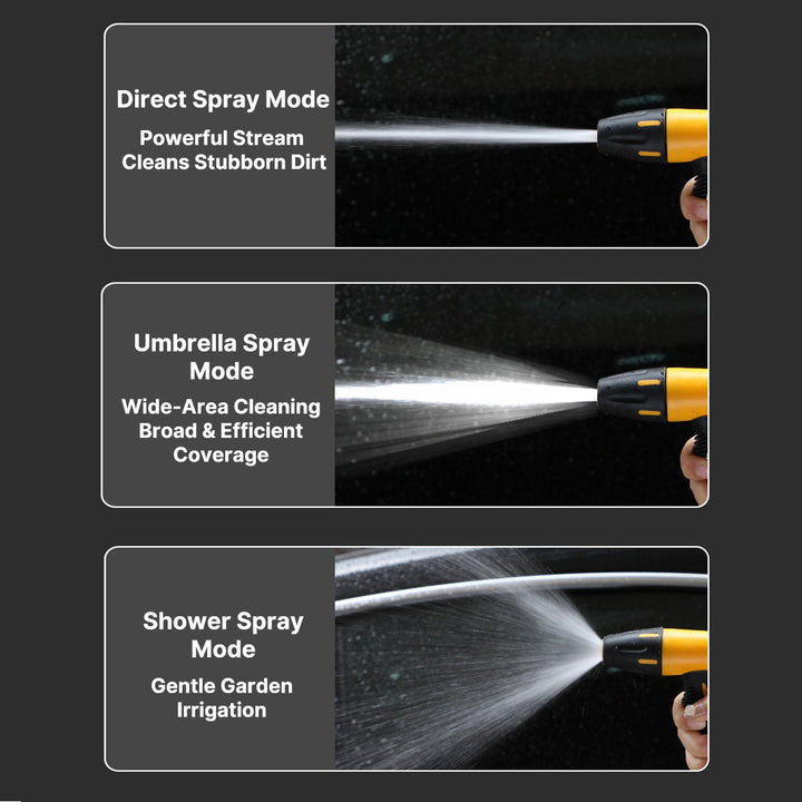 Roadtrip-ready high-pressure water gun and expand-able coiled hose for versatile cleaning