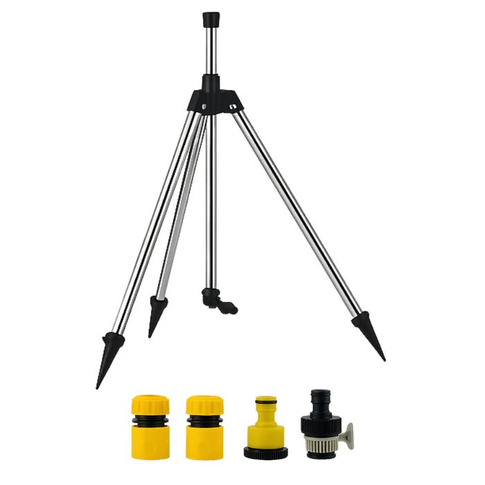 Durable outdoor high-pressure tripod sprinkler, designed for robust garden watering and large lawn coverage.