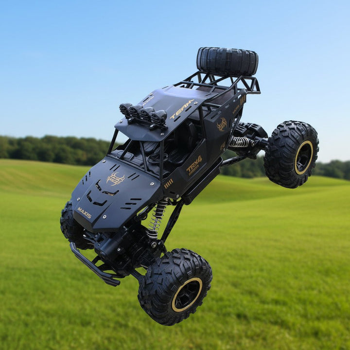 High-speed remote control 4x4 monster truck vehicle with controller, ideal for exciting outdoor adventures.