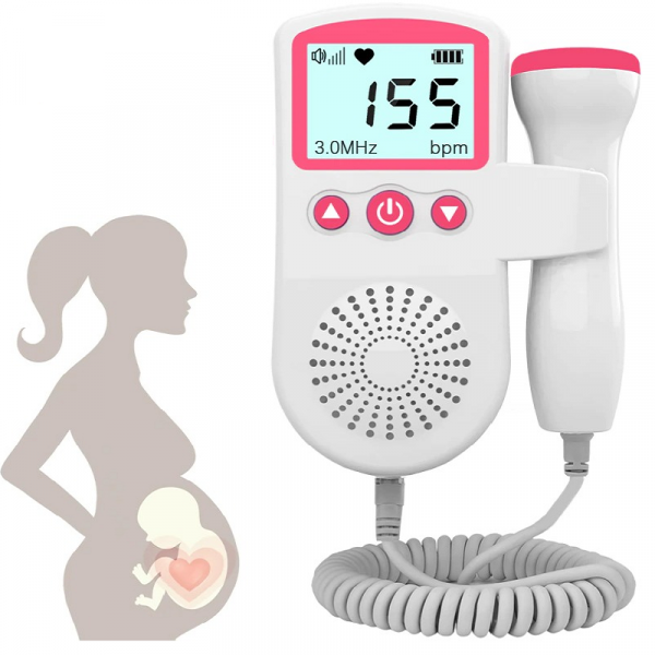 Home baby fetal heartbeat monitor doppler for expecting moms to detect their baby's heart rate prenatally.