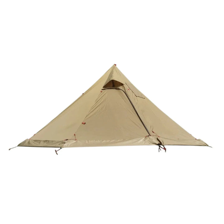 Detailed shot of a 1-3 person hot tent's ventilation system, an all-season feature.