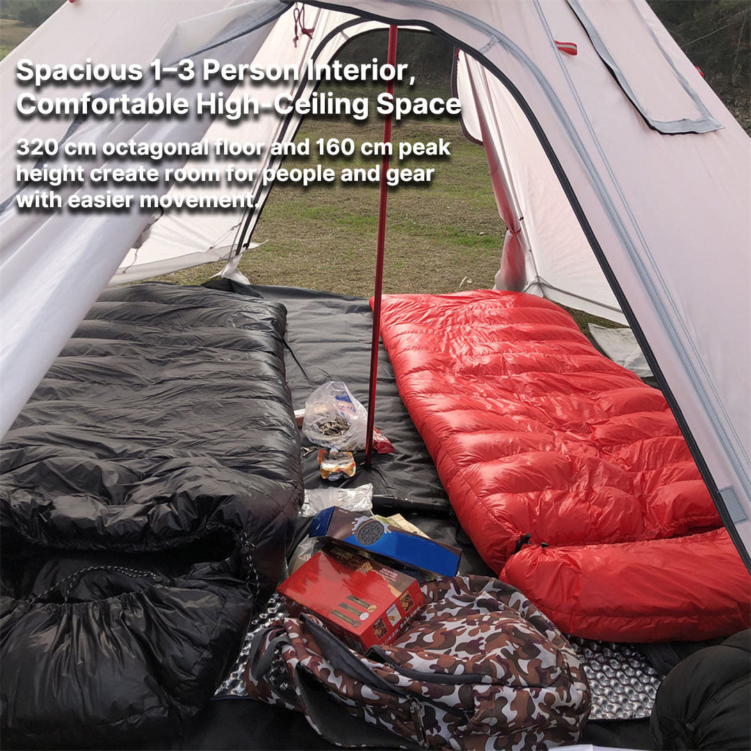 Durable expedition hot tent, lightweight for 3 seasons, ideal backpacking camping shelter.