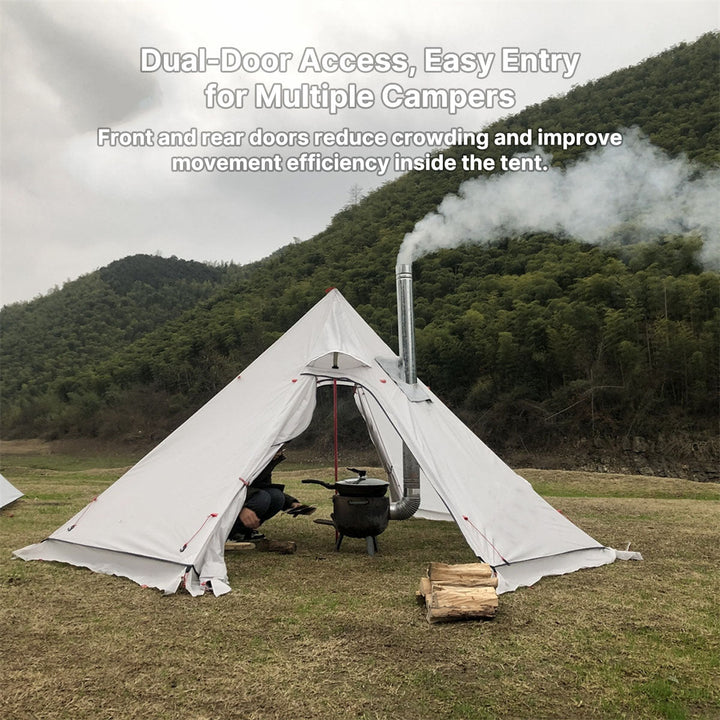 All-season lightweight hot tent, small camping shelter perfect for backpacking adventures.