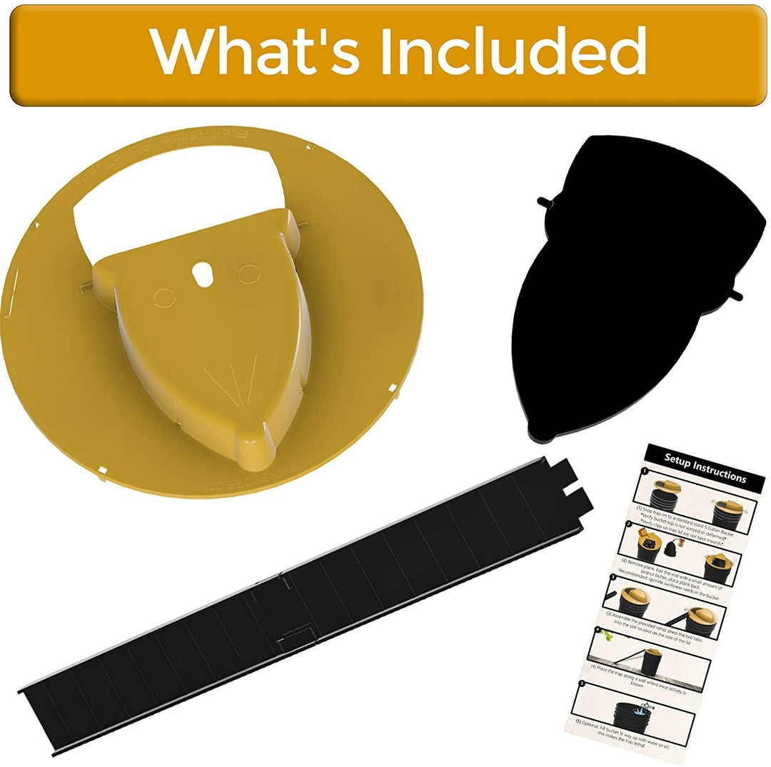 Innovative bucket lid mouse trap for humane indoor & outdoor pest control. Live catch, no kill rodent solution.