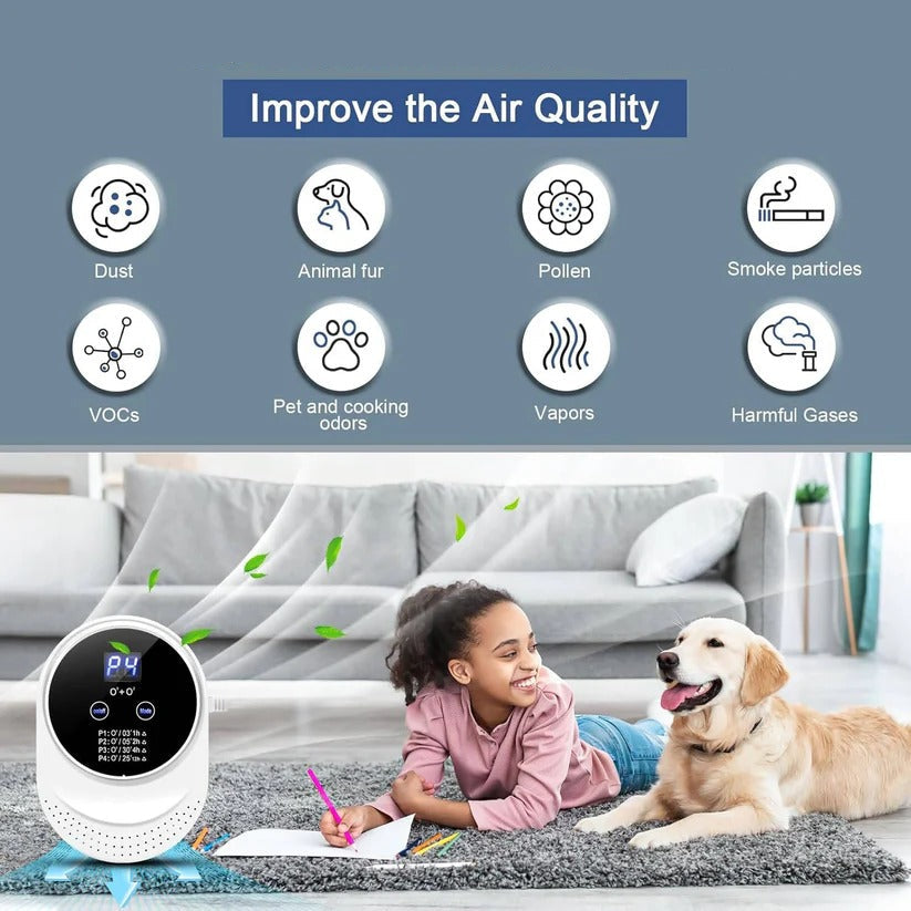 Automatic home fragrance and odor eliminator, plug-in with programmable cycles for continuous fresh air.