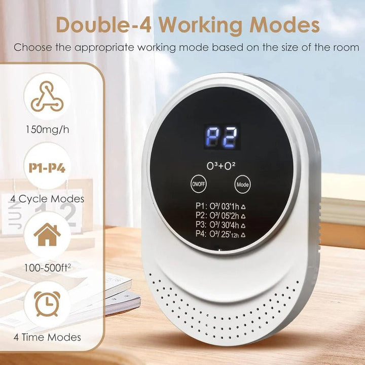 Smart plug-in odor control device, ideal for pet owners, offers automatic cycles for a fresh and clean home.