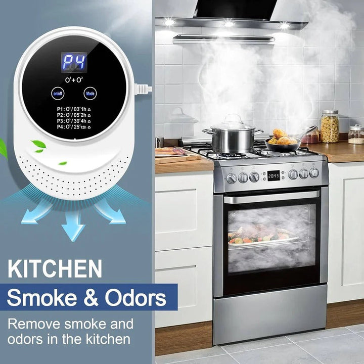 Programmable plug-in odor eliminator, filter-free design for effortless odor control and a fresh home environment.