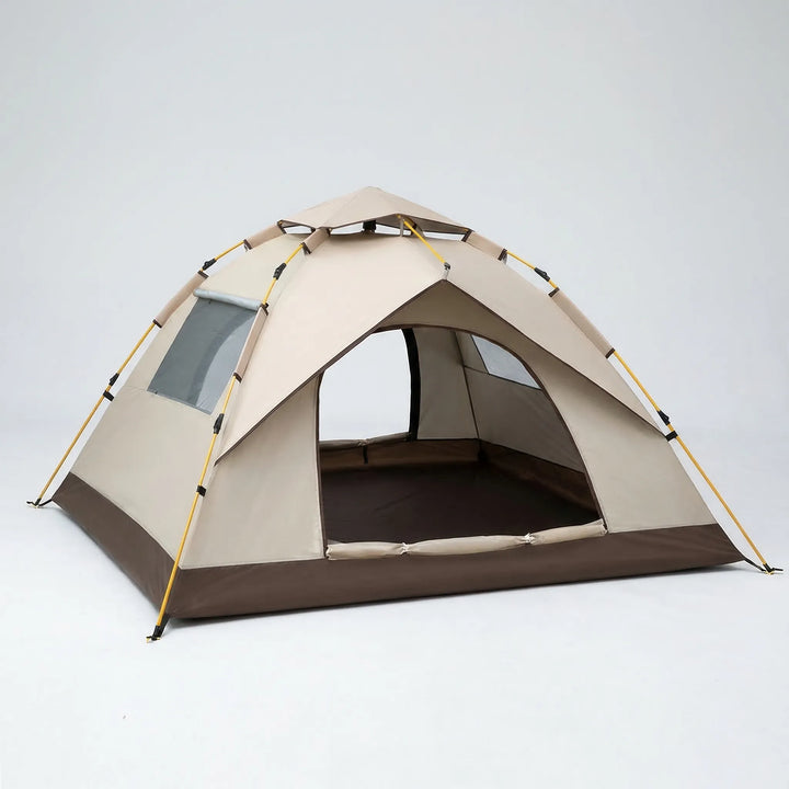 Quick setup 2-3 person camping tent; instant pop-up dome design for portable outdoor adventures.