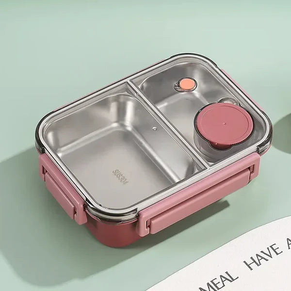 Portable insulated food container. Leak-proof design for hot lunch & food storage on the go.