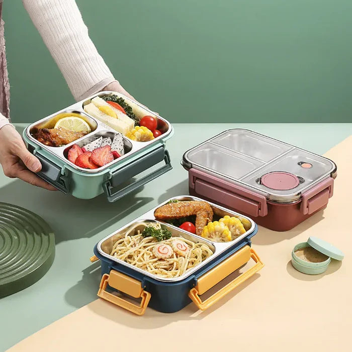Durable insulated stainless steel food container. Leak-proof, BPA-free, keeping hot meals fresh for travel.