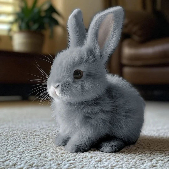Kids' interactive bunny toy: soft plush with lifelike movements, realistic sound effects, & cuddly design.