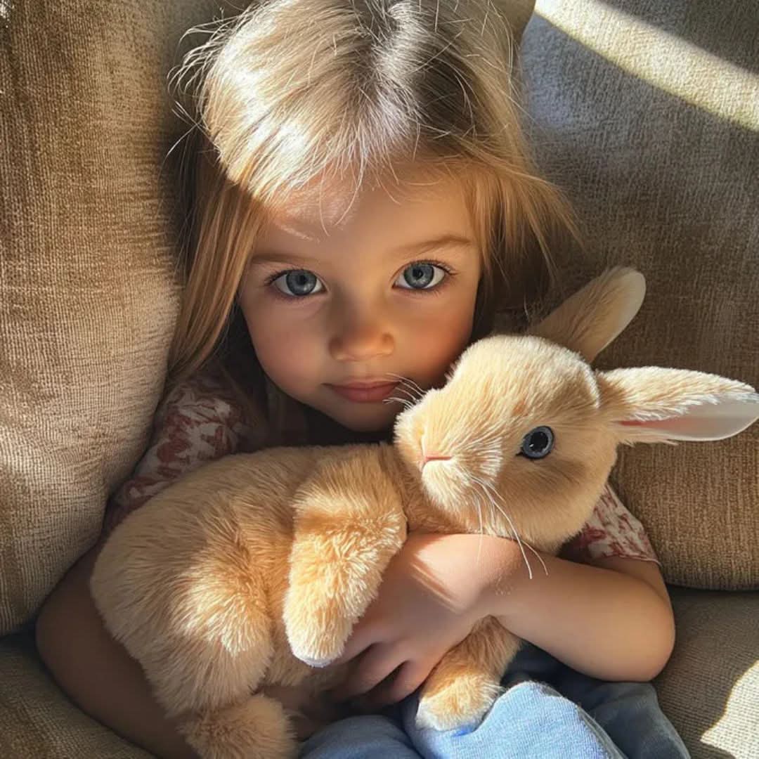 Premium interactive plush bunny with realistic movements & charming sound effects, a soft children's toy.