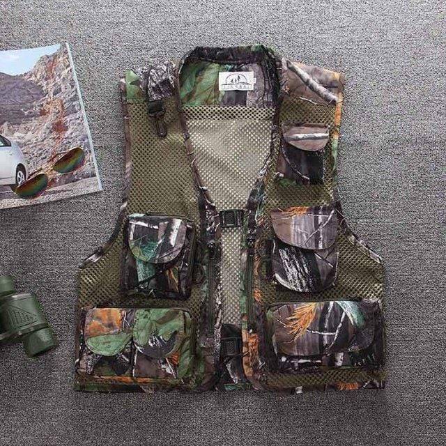Group of outdoor adventurers wearing multi-pocket vests, showing versatile use