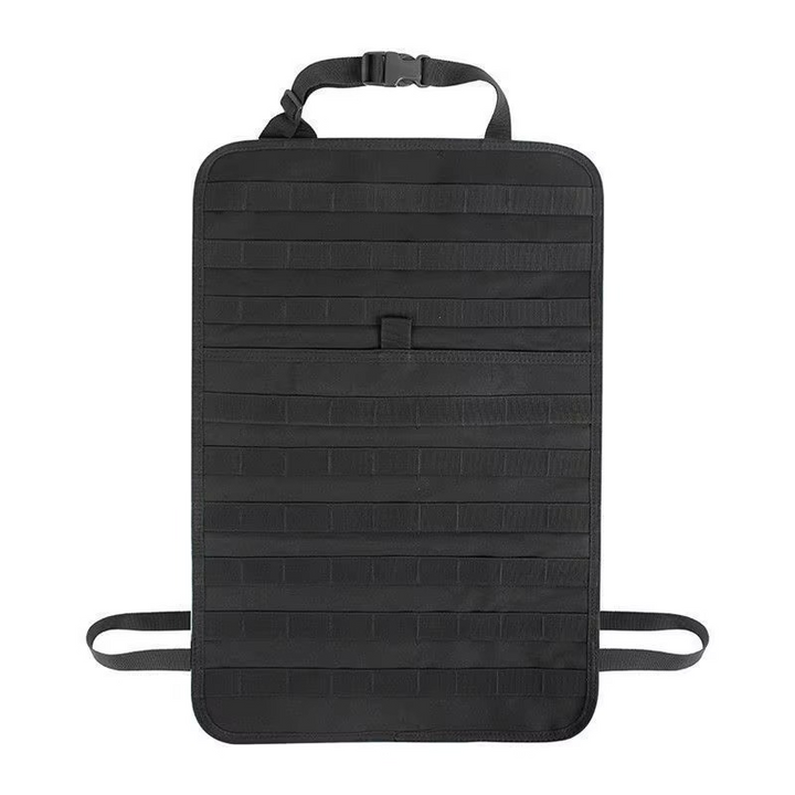 High-quality nylon tactical car backseat organizer, available in khaki, black, and green, versatile storage