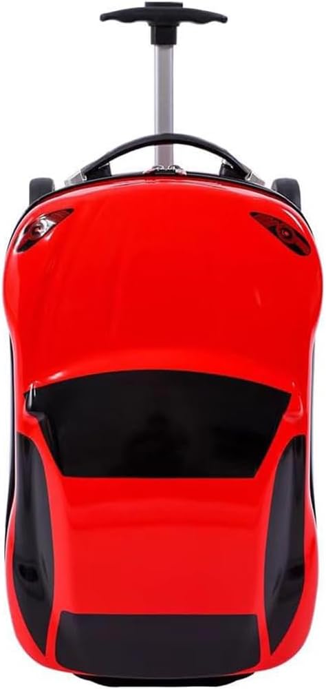Kids' 18-inch adventure car suitcase with retractable handle. Perfect children's rolling luggage for travel.