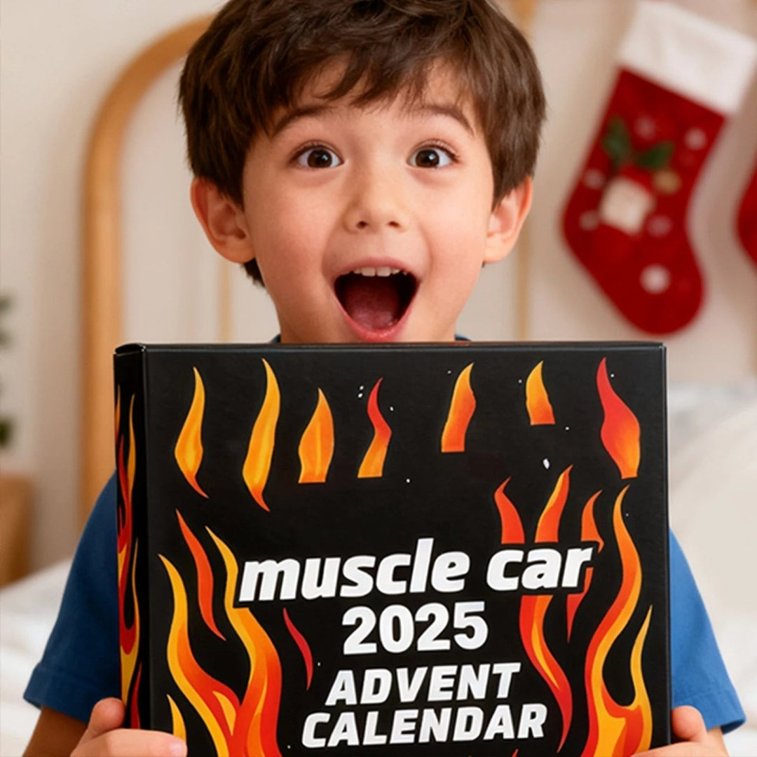 Collectible 2D vehicle advent calendar for kids, revealing a new miniature car surprise daily for holidays.