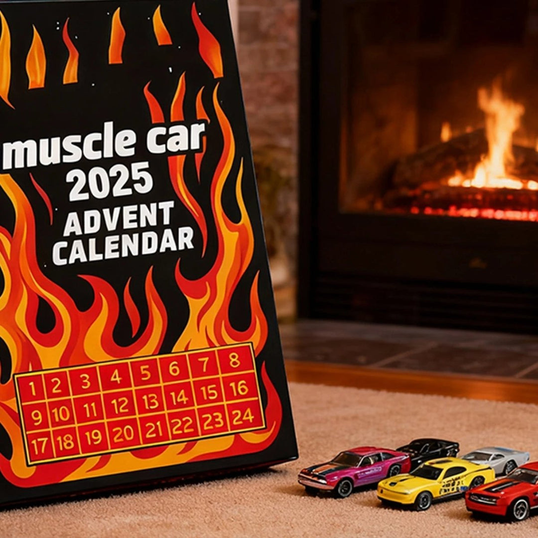 Children's 2D Vehicle Advent Calendar, full of miniature cars and toys, ideal for holiday season play.