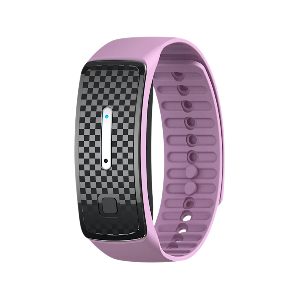 Child wearing a multicolored insect repellent wristband, perfect for camping & outdoor activities