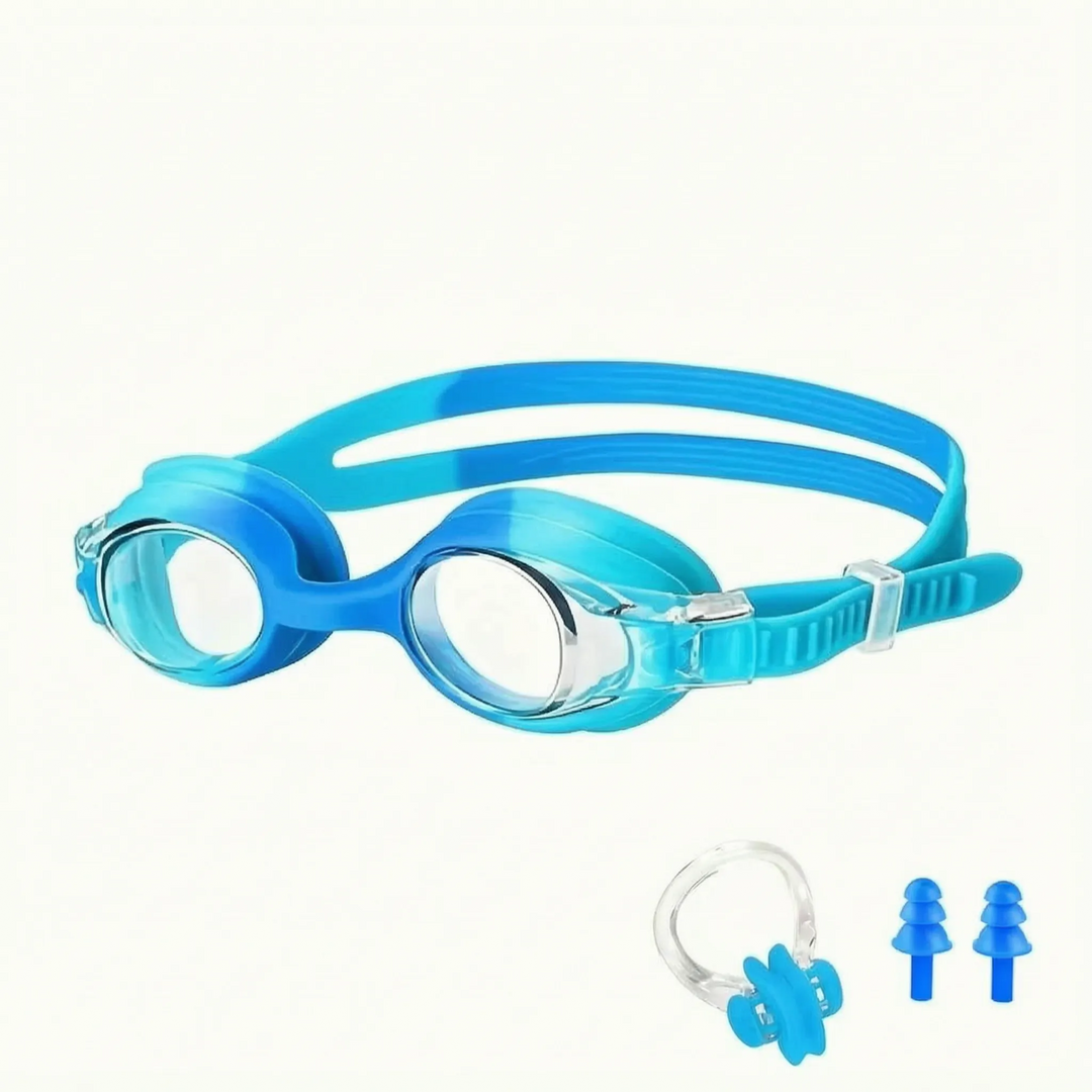 Ergonomic youth swim goggles with anti-fog technology, offering superior clarity for underwater vision and play.
