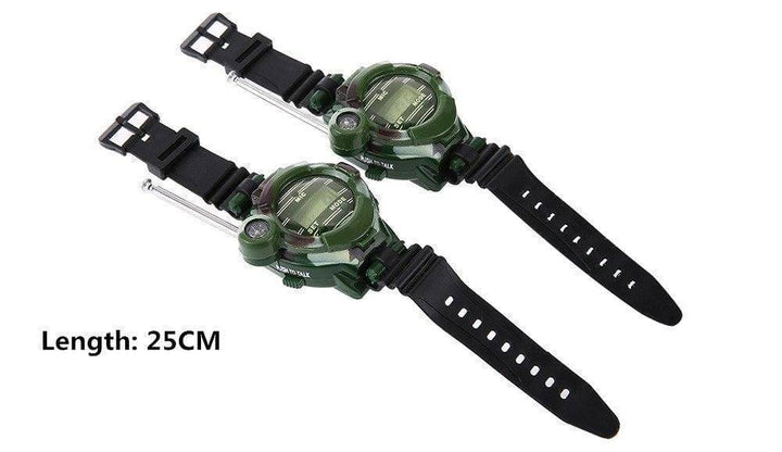 Set of two camouflage walkie talkie watches, ideal unisex survival gear for kids' adventures.