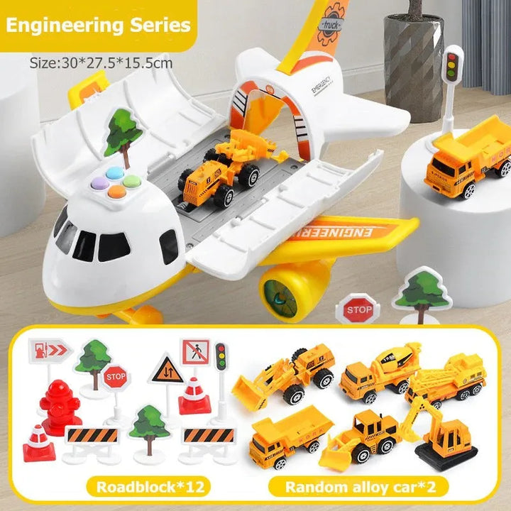 Educational rescue airplane toy set for kids, encouraging imaginative pretend play with emergency vehicles.