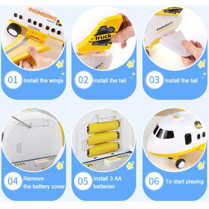 Large emergency rescue airplane toy for kids, featuring working lights, sounds & an openable cargo bay.